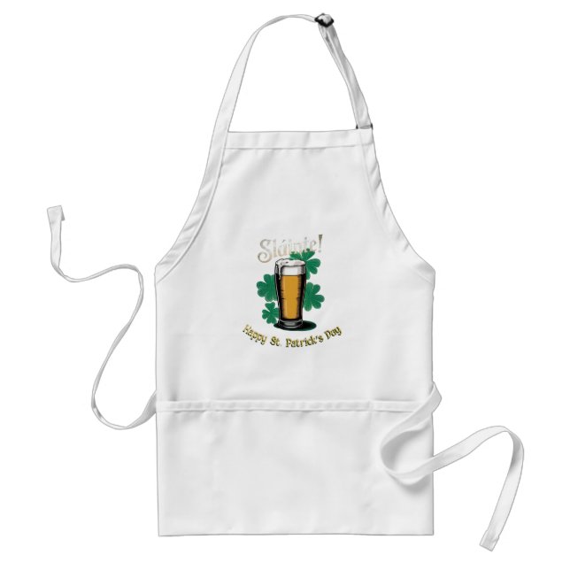 Slàinte! Saint Patrick's Day Pint of Beer on Green Standard Apron (Front)