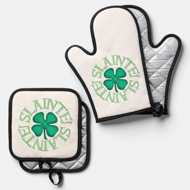 Slainte silver quilt oven mitts pot holders oven mitt & pot holder set (Front/Back)