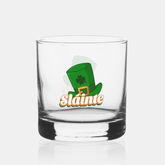 Sláinte St. Patrick's Day Whiskey Glass (Front)