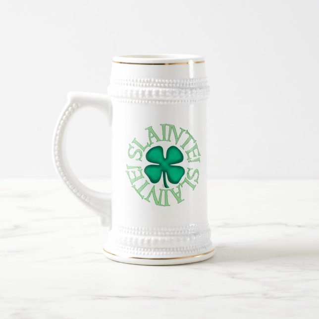 Slainte white stein w gold trim (Left)