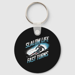 Slalom Life Fast Turns Alpine Skiing Keychain
