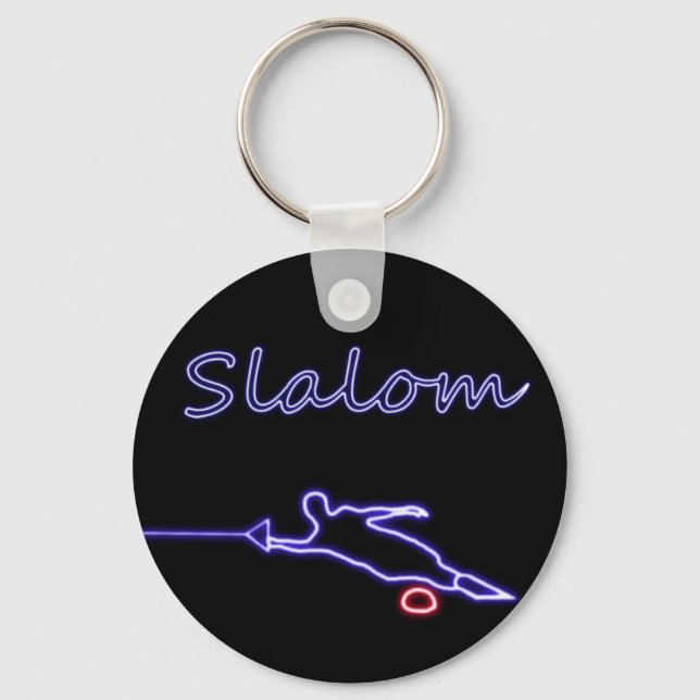 Slalom Water Skier Neon Keychain (Front)