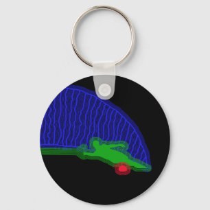 Slalom Water Skier Neon Spray Keychain