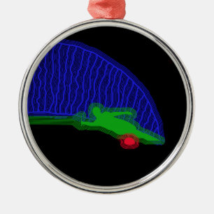 Slalom Water Skier Neon Spray Metal Ornament