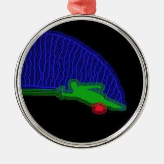 Slalom Water Skier Neon Spray Metal Ornament