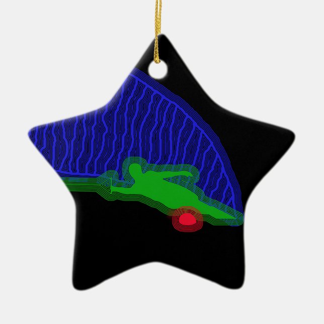 Slalom Water Skier Spray Ceramic Ornament (Front)