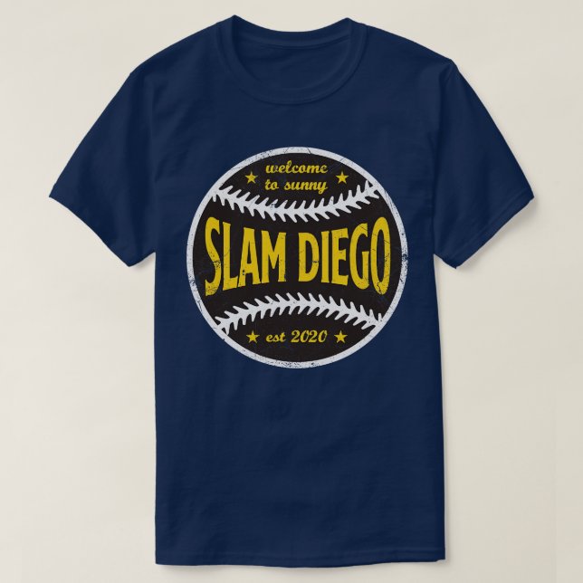Slam Diego Retro Ball Yellow T-Shirt (Design Front)