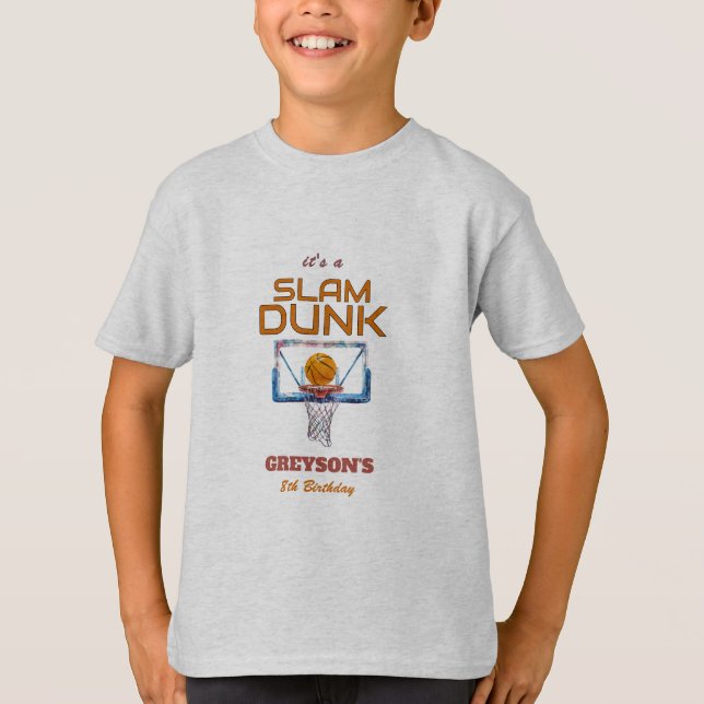 Slam Dunk Basketball Any Age Birthday T-Shirt (Front)