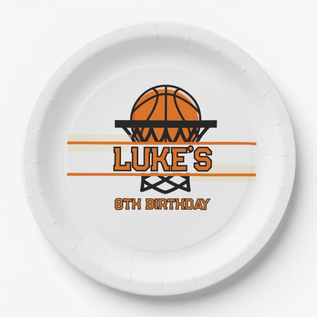 Slam Dunk Basketball Birthday Paper Cup Plate (Front)