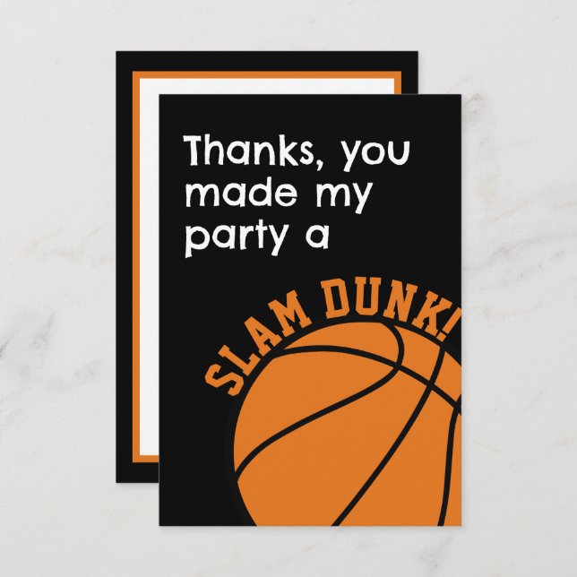 Slam Dunk Basketball Birthday Party  Thank You Card (Front/Back)