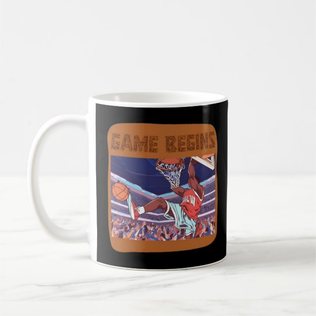 slam dunk basketball game begins coffee mug (Left)