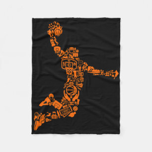 Slam Dunk Basketball Long Fleece Blanket