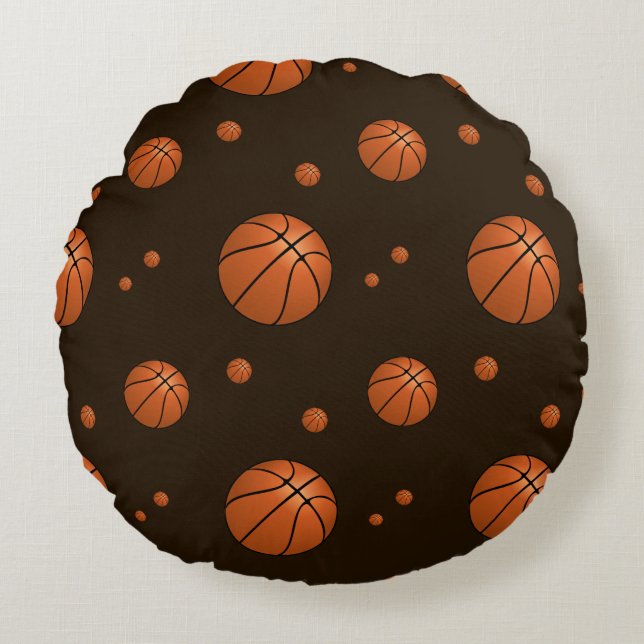 Slam Dunk Basketball Pattern Sports Round Pillow (Front)
