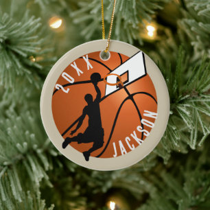 Slam Dunk! Basketball Player Christmas Ceramic Ornament
