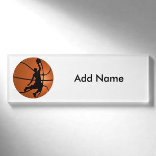 Slam Dunk Basketball Player on Basketball Name Tag
