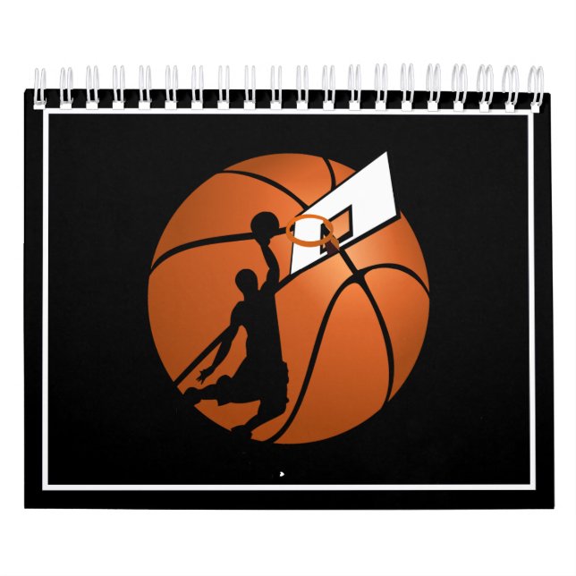 Slam Dunk Basketball Player w/Hoop on Ball Calendar (Cover)