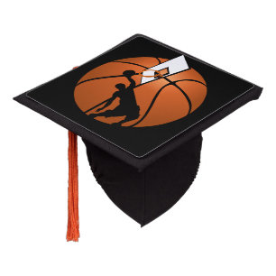 Slam Dunk Basketball Player w/Hoop on Ball Graduation Cap Topper