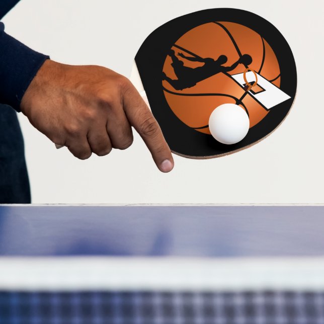 Slam Dunk Basketball Player w/Hoop on Ball Ping Pong Paddle (Insitu)