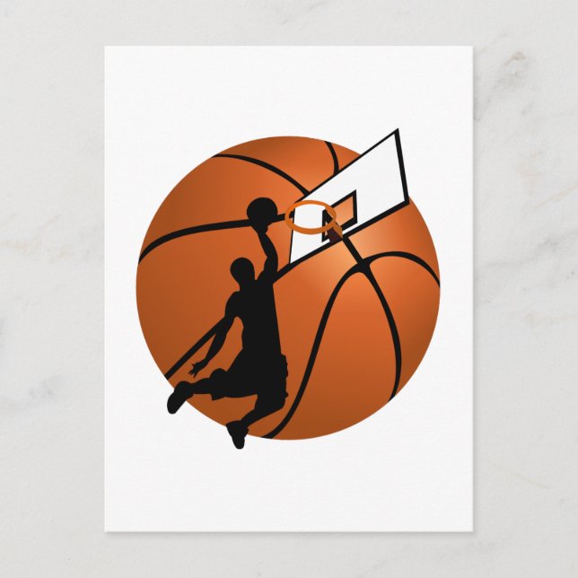Slam Dunk Basketball Player w/Hoop on Ball Postcard (Front)
