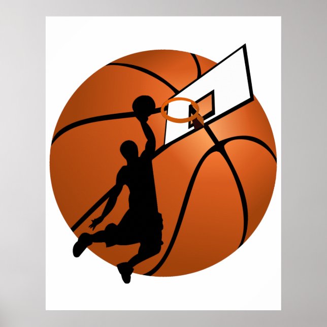 Slam Dunk Basketball Player w/Hoop on Ball Poster (Front)