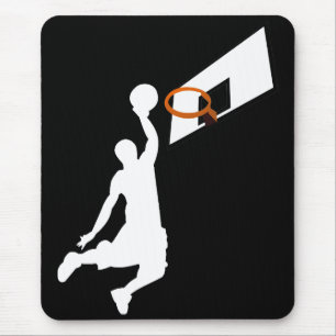 Slam Dunk Basketball Player - White Silhouette Mouse Pad