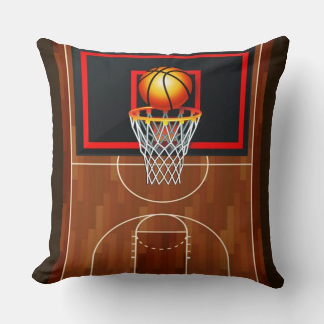 Slam Dunk Basketball Theme Throw Pillow (Front)