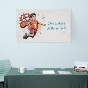 Slam Dunk Boy Birthday Bash Banner