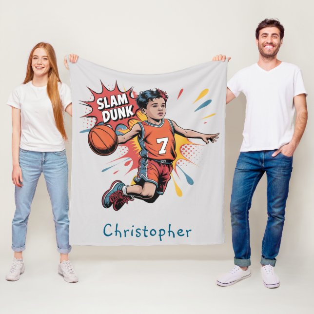 Slam Dunk Boy Birthday Bash Gift Fleece Blanket (In Situ)