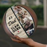 Slam Dunk Dad Photo Keepsake Basketball<br><div class="desc">Discover the ultimate Father's day or birthday gift - our personalized keepsake dad basketball! Custom-made with a handsome court background, this unique offering lets you replace 4 spots with your own precious photos. It features the number 1, a heartfelt acknowledgement, 'dad, you are a slam dunk', a loving red heart,...</div>