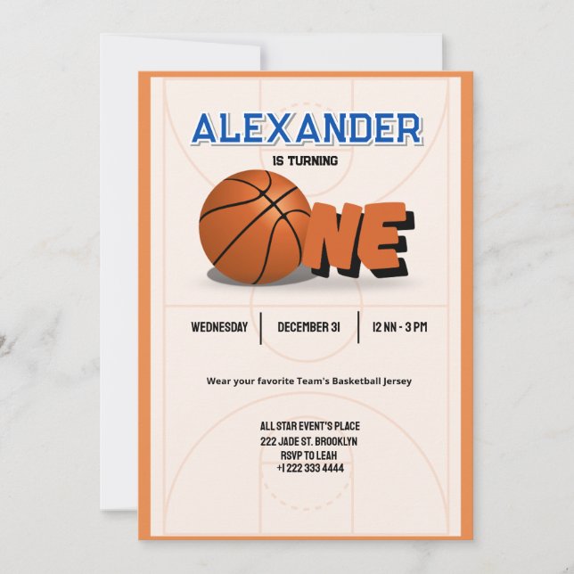 Slam Dunk First Birthday Bash Invitation (Devant)