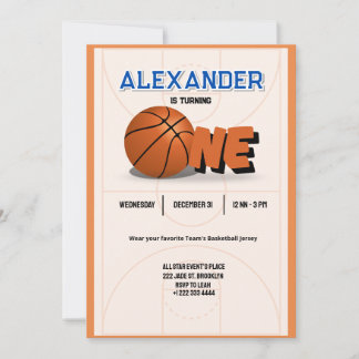 Slam Dunk First Birthday Bash Invitation