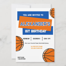Slam Dunk First Birthday Party Invitation