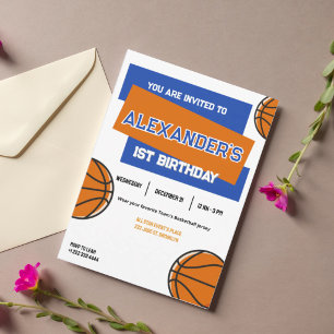 Slam Dunk First Birthday Party Invitation