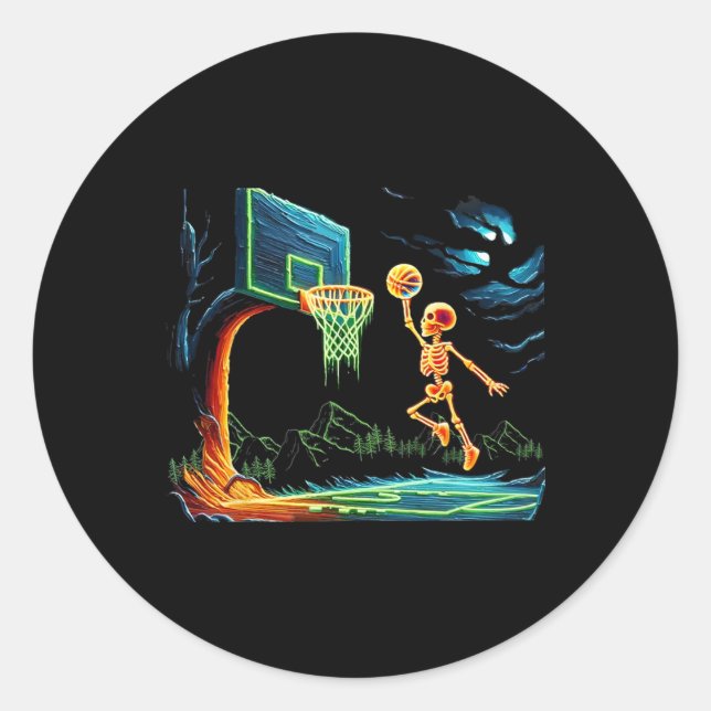 Slam Dunk Hoop Basketball Halloween Men Boys Fans  Classic Round Sticker (Front)