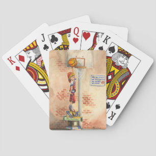 Slam Dunk on Basketball Hoop by Jay Throckmorton Playing Cards