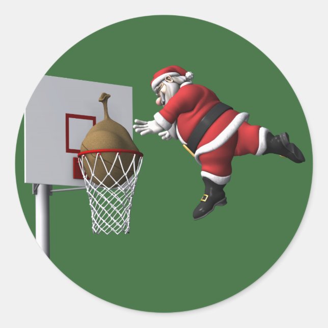 Slam Dunk Santa Claus Classic Round Sticker (Front)