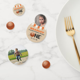 Slam Dunking The Big One   Basketball 1st Birthday Confetti