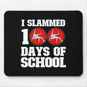 Slammed 100 Days Of School Wrestling 100th Day Boy Mouse Pad