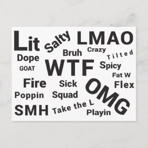 Slang sayings and Teen Talk from 2019 Postcard