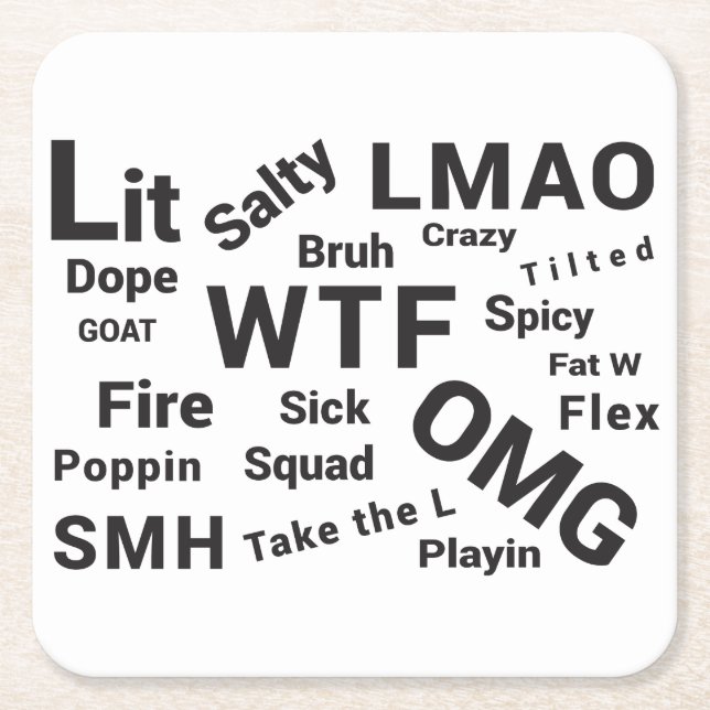Slang Sayings and Teen Talk from 2019 Square Paper Coaster (Front)