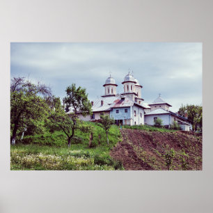 Slanic monastery in Arges county on a cloudy dayar Poster