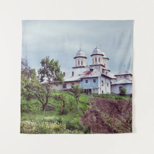 Slanic monastery in Arges county on a cloudy dayar Tapestry