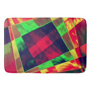 Slanted and frayed rectangles overlapping bath mat