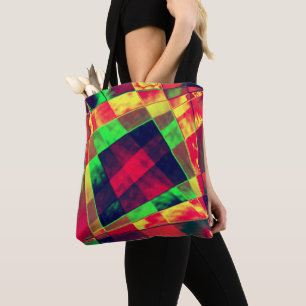 Slanted and frayed rectangles overlapping  tote bag