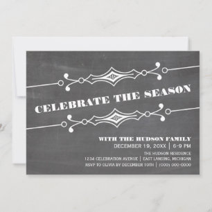 Slanted Chalkboard Holiday Party Invite