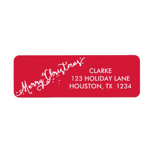 Slanted Hand Lettered Merry Christmas Holiday Return Address Label