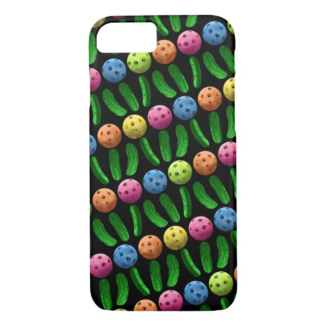 Slanted rows of Pickleballs and Green Pickles Case-Mate iPhone Case (Back)