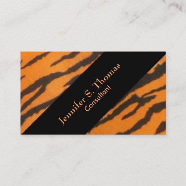 Slanted Stylish Tiger Pattern Business Card (Front)