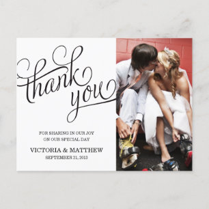 SLANTED   WEDDING THANK YOU POST CARD