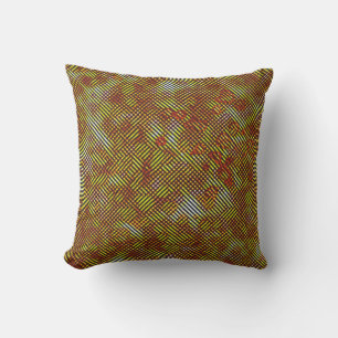 Slanted yellow stripes stained with plaid outdoor pillow